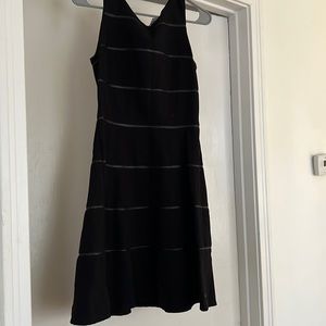 Black A-Line dress with leather detailing